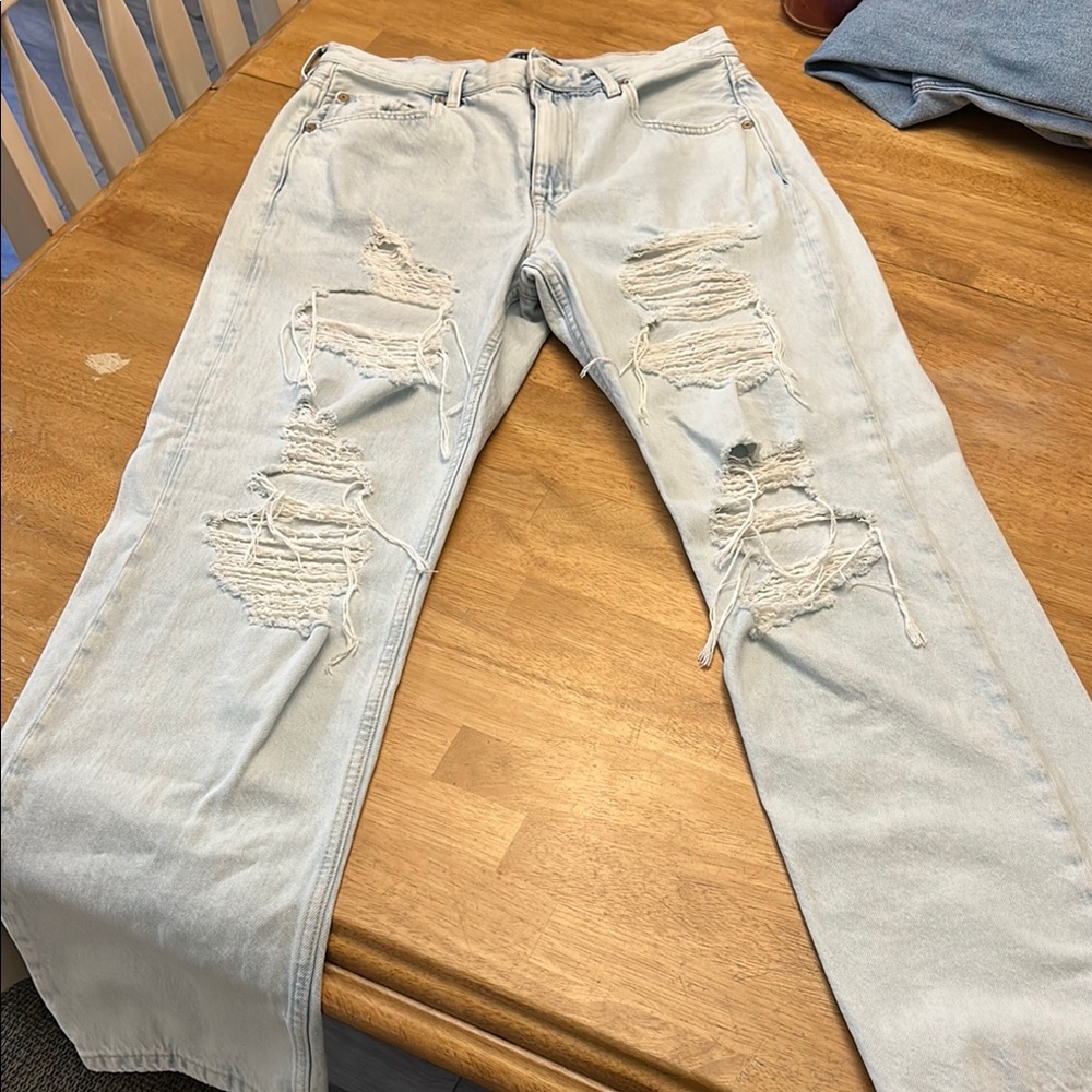 Aeropostale Blue Straight Leg, Baggy Fit Denim with Natural Distressing